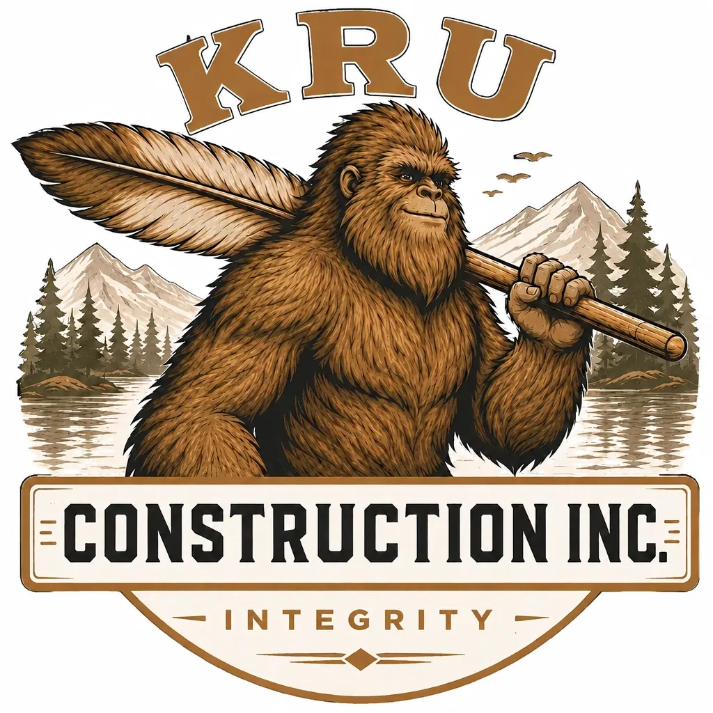 KRU Construction Bigfoot mascot with the Integrity slogan